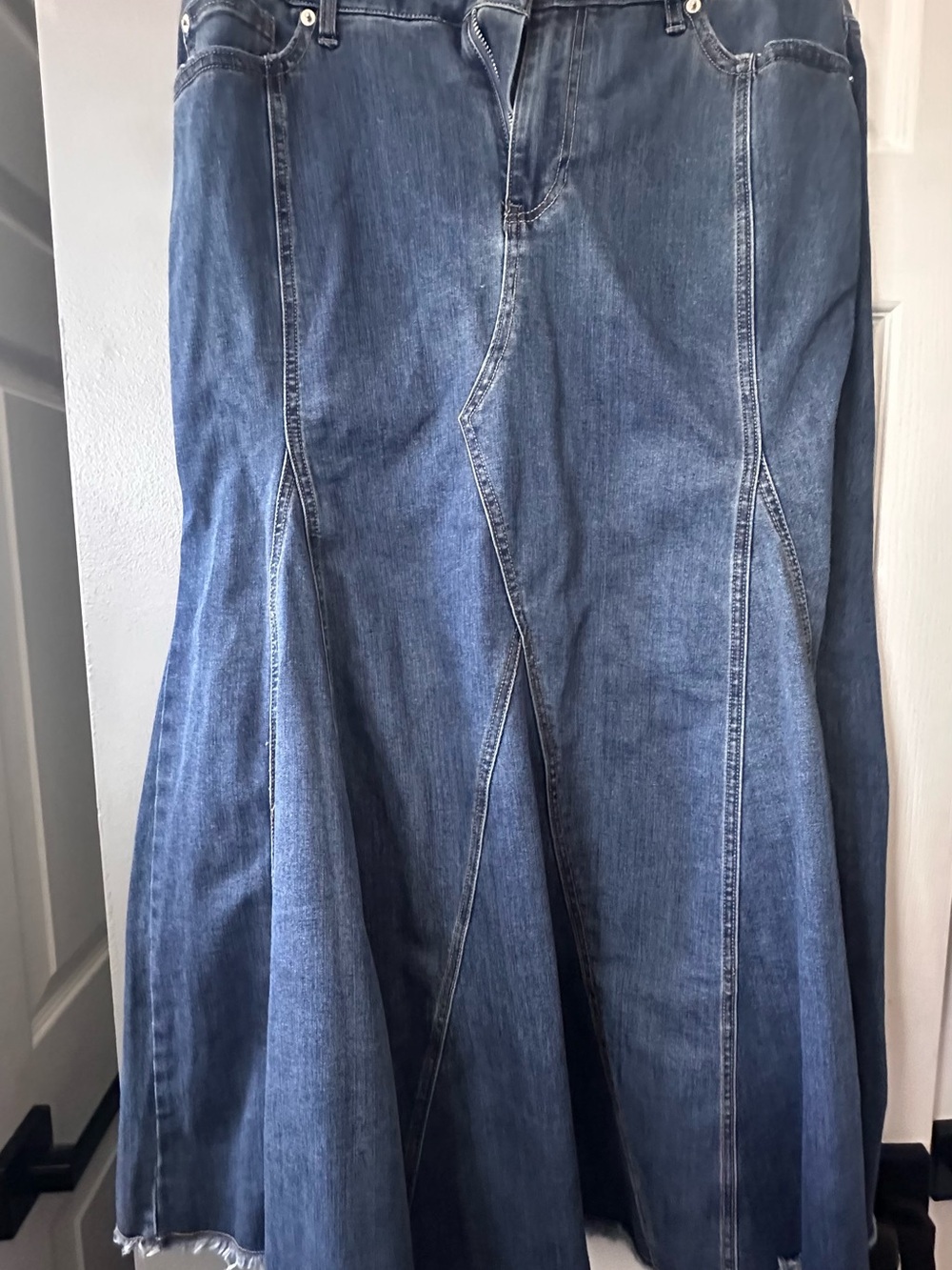 Ashley Stewart Medium Blue Denim Flare Skirt